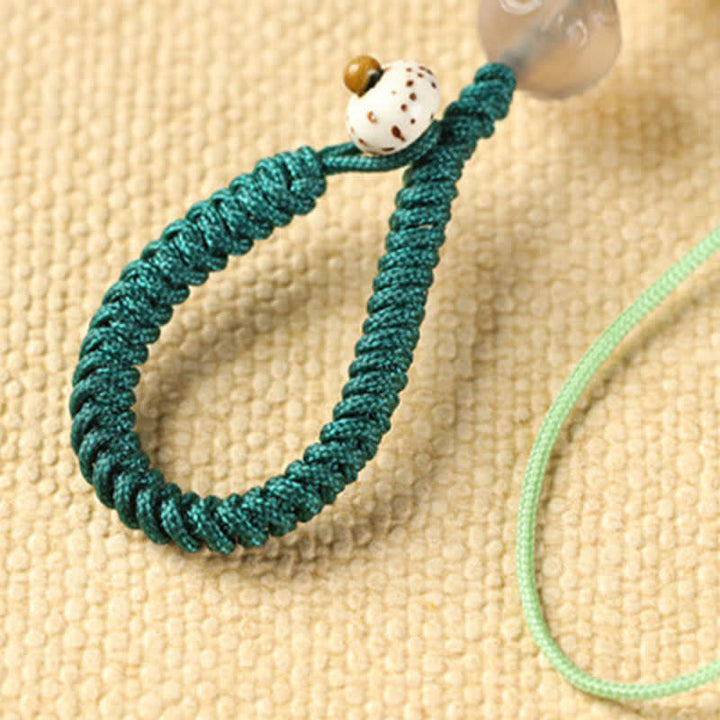 Buddha Stones Llaveros relajantes de sándalo verde con forma de gato, tejidos a mano. - image 14