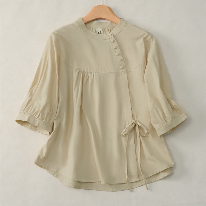 Camisa de mujer de manga tres cuartos con diseño de Buddha Stones y botones con cordones. - Trigo - US14，UK/AU18，EU46 (2XL) - image 9