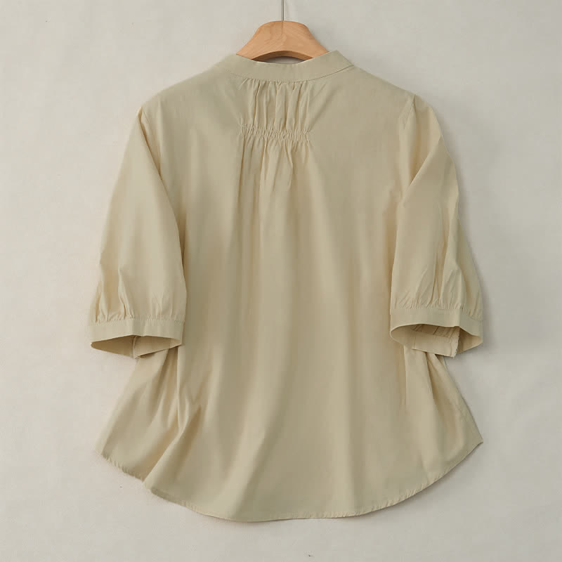Camisa de mujer de manga tres cuartos con diseño de Buddha Stones y botones con cordones. - image 10
