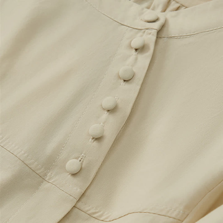 Camisa de mujer de manga tres cuartos con diseño de Buddha Stones y botones con cordones. - image 13