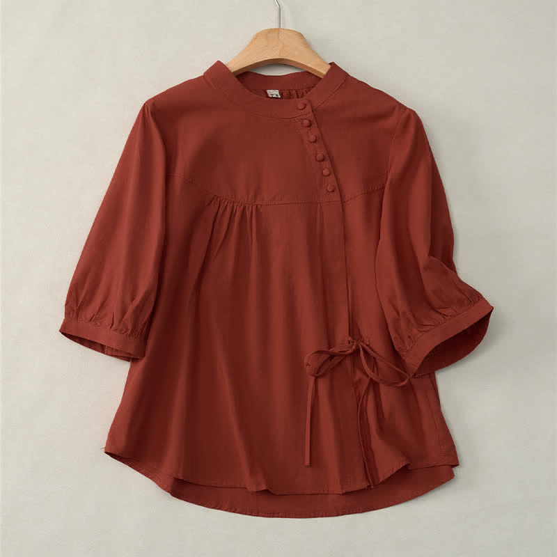 Camisa de mujer de manga tres cuartos con diseño de Buddha Stones y botones con cordones. - Carmesí - US14，UK/AU18，EU46 (2XL) - image 18