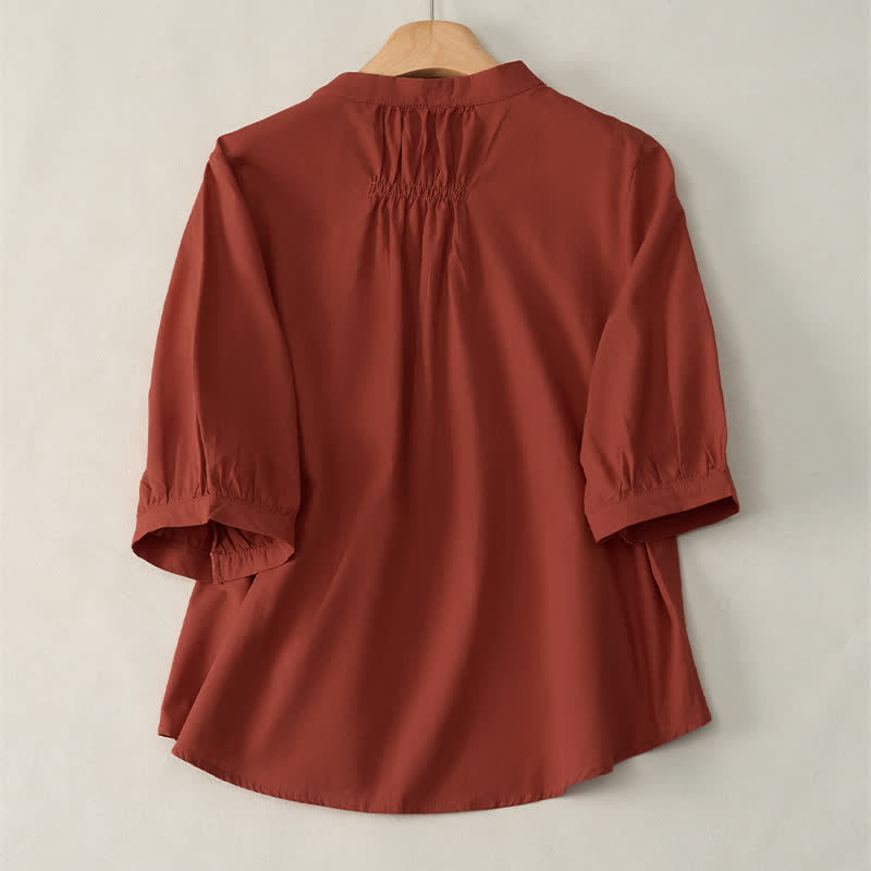 Camisa de mujer de manga tres cuartos con diseño de Buddha Stones y botones con cordones. - image 19