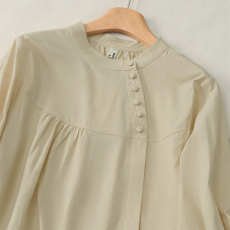 Camisa de mujer de manga tres cuartos con diseño de Buddha Stones y botones con cordones. - image 11