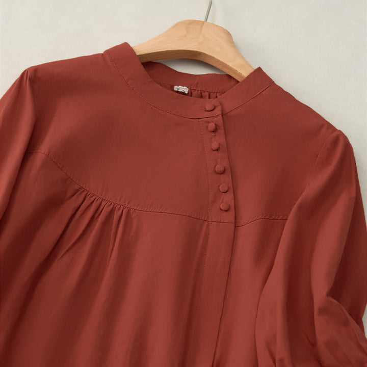 Camisa de mujer de manga tres cuartos con diseño de Buddha Stones y botones con cordones. - image 20
