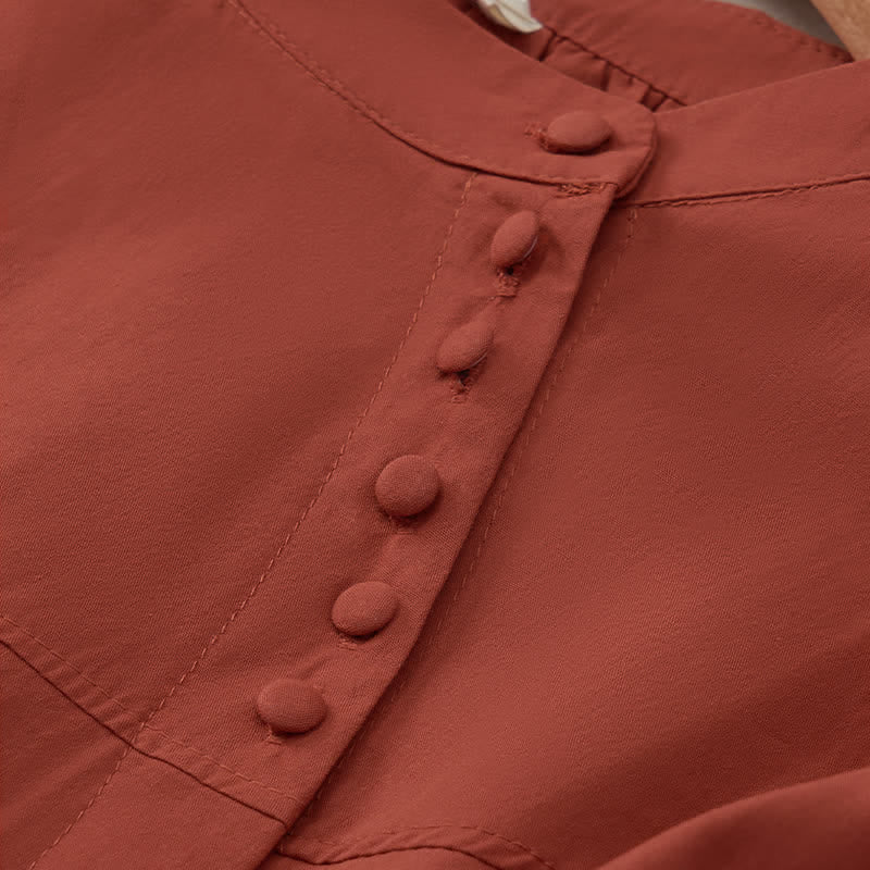 Camisa de mujer de manga tres cuartos con diseño de Buddha Stones y botones con cordones. - image 22