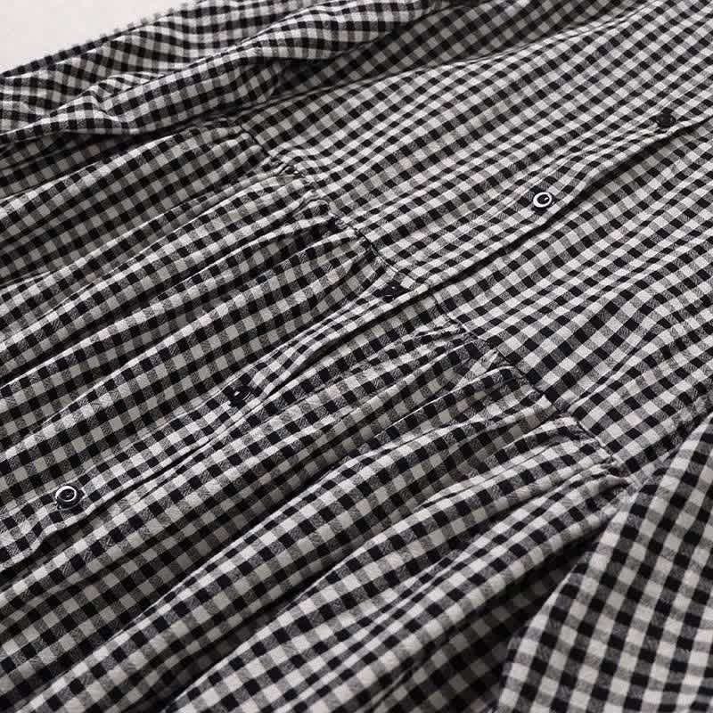 Vestido midi de manga larga con volantes, botones sencillos y bolsillos de Buddha Stones - image 15