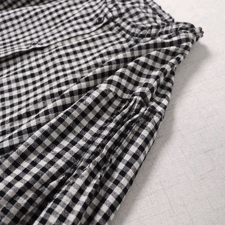 Vestido midi de manga larga con volantes, botones sencillos y bolsillos de Buddha Stones - image 14