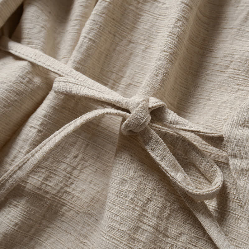 Buddha Stones Kimono de ramio para hombre, estilo casual de primavera, minimalista, con solapa lisa y estampado sencillo. - image 3
