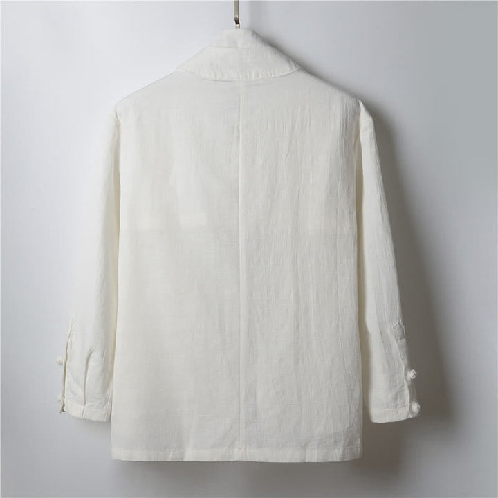 Buddha Stones Kimono de ramio para hombre, estilo casual de primavera, minimalista, con solapa lisa y estampado sencillo. - image 13