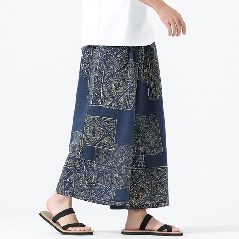 Buddha Stones Pantalones cortos de manga ancha para hombre, estilo boho casual, con cordón ajustable, estampado floral y patchwork, ideales para primavera y verano. - image 12