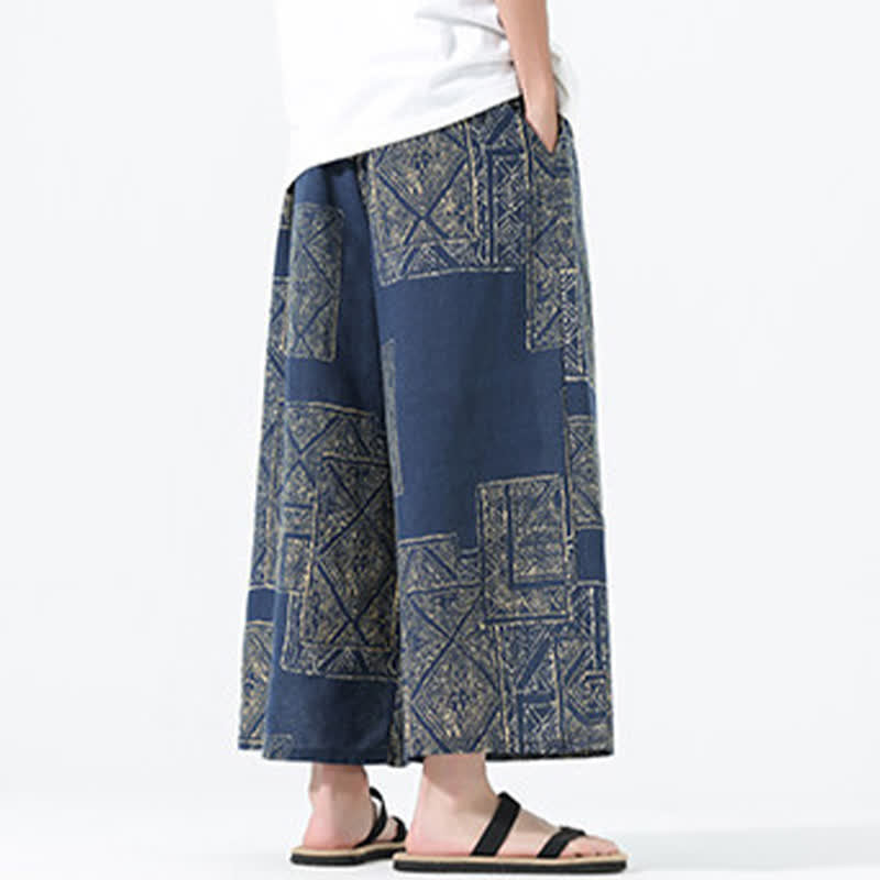 Buddha Stones Pantalones cortos de manga ancha para hombre, estilo boho casual, con cordón ajustable, estampado floral y patchwork, ideales para primavera y verano. - image 14