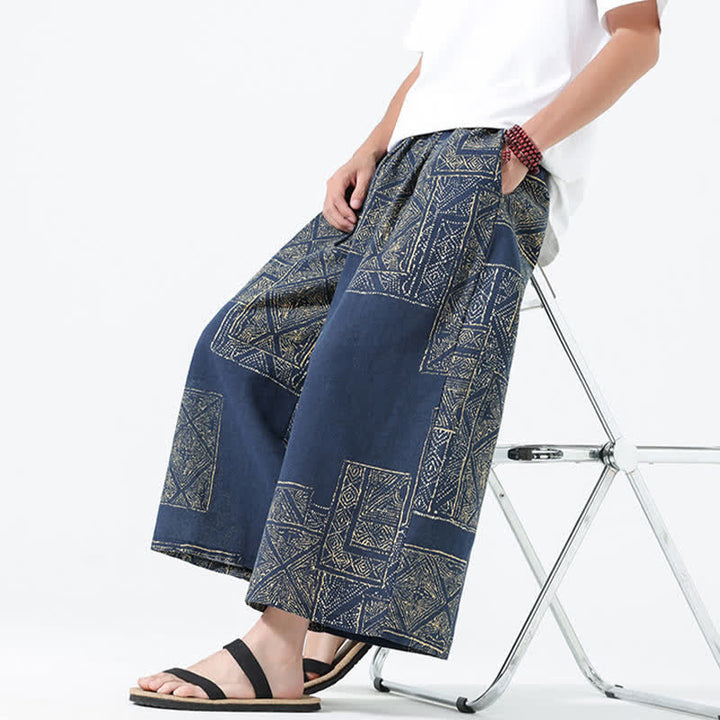 Buddha Stones Pantalones cortos de manga ancha para hombre, estilo boho casual, con cordón ajustable, estampado floral y patchwork, ideales para primavera y verano. - image 16