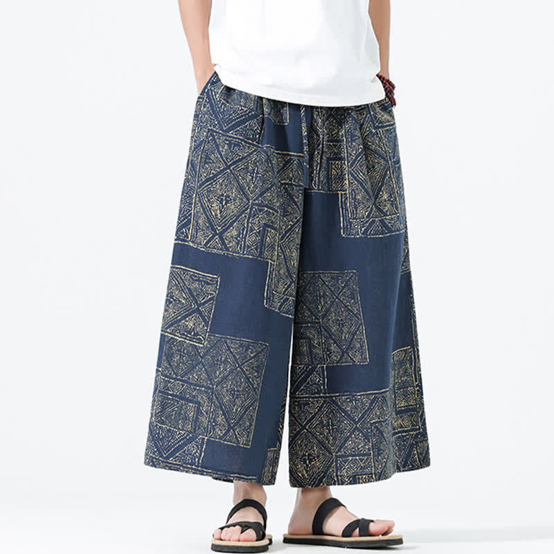 Buddha Stones Pantalones cortos de manga ancha para hombre, estilo boho casual, con cordón ajustable, estampado floral y patchwork, ideales para primavera y verano. - image 15