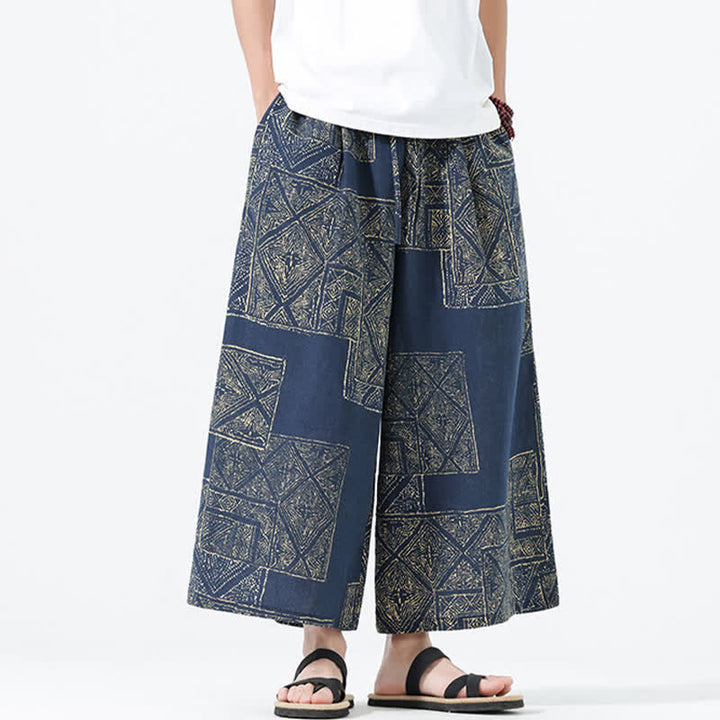 Buddha Stones Pantalones cortos de manga ancha para hombre, estilo boho casual, con cordón ajustable, estampado floral y patchwork, ideales para primavera y verano. - image 15