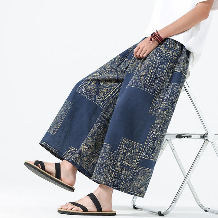 Buddha Stones Pantalones cortos de manga ancha para hombre, estilo boho casual, con cordón ajustable, estampado floral y patchwork, ideales para primavera y verano. - image 17
