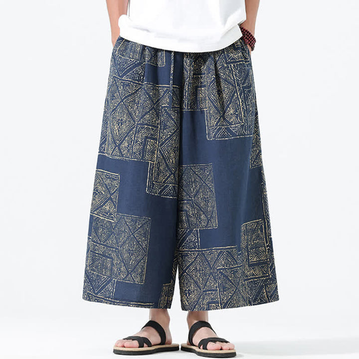 Buddha Stones Pantalones cortos de manga ancha para hombre, estilo boho casual, con cordón ajustable, estampado floral y patchwork, ideales para primavera y verano. - image 11