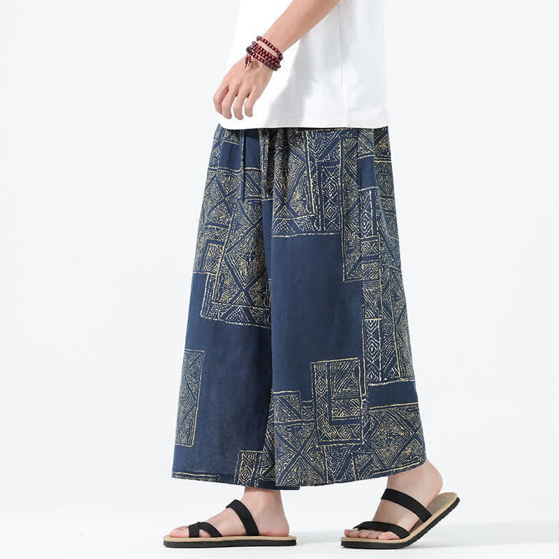 Buddha Stones Pantalones cortos de manga ancha para hombre, estilo boho casual, con cordón ajustable, estampado floral y patchwork, ideales para primavera y verano. - image 13