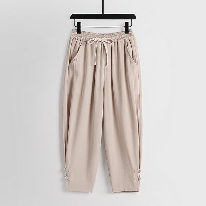 Buddha Stones Conjunto de 2 piezas de ropa de meditación estilo Tang de verano con botones de rana, camisa sin mangas de lino con cuello en V y pantalones, ropa de meditación para hombre con bolsillos. - image 20