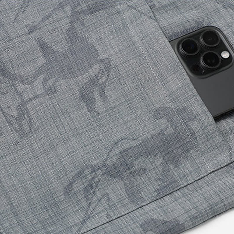 Buddha Stones Conjunto de 2 piezas: Camisa y pantalón de manga corta estilo Tang, informal, con botones de rana, cuello mandarín y estampado de caballo, para hombre, ideal para meditación, con bolsillos. - image 8