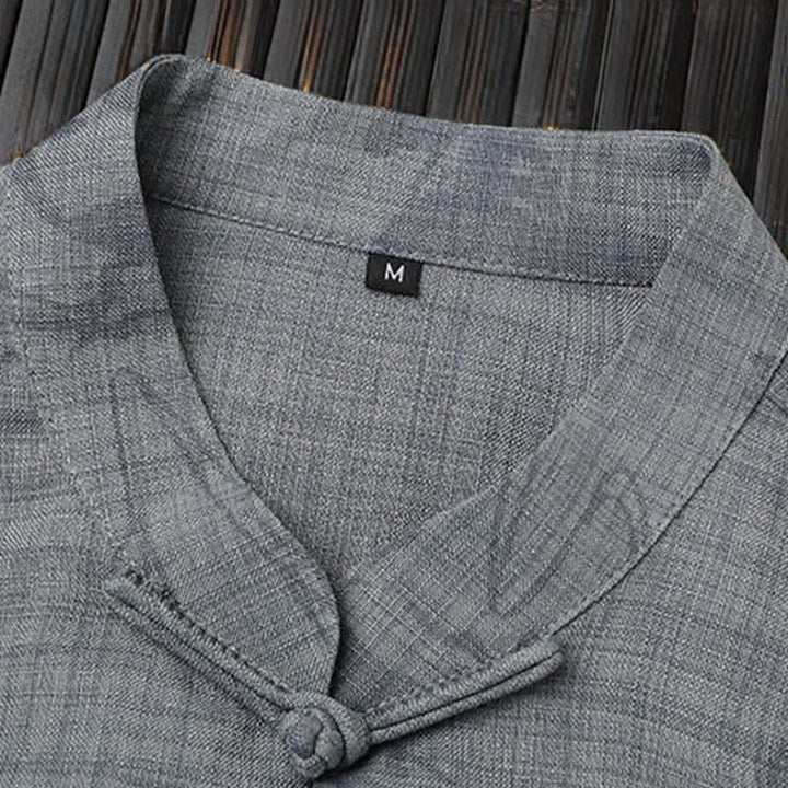 Buddha Stones Conjunto de 2 piezas: Camisa y pantalón de manga corta estilo Tang, informal, con botones de rana, cuello mandarín y estampado de caballo, para hombre, ideal para meditación, con bolsillos. - image 6