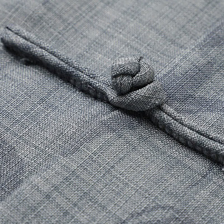 Buddha Stones Conjunto de 2 piezas: Camisa y pantalón de manga corta estilo Tang, informal, con botones de rana, cuello mandarín y estampado de caballo, para hombre, ideal para meditación, con bolsillos. - image 7