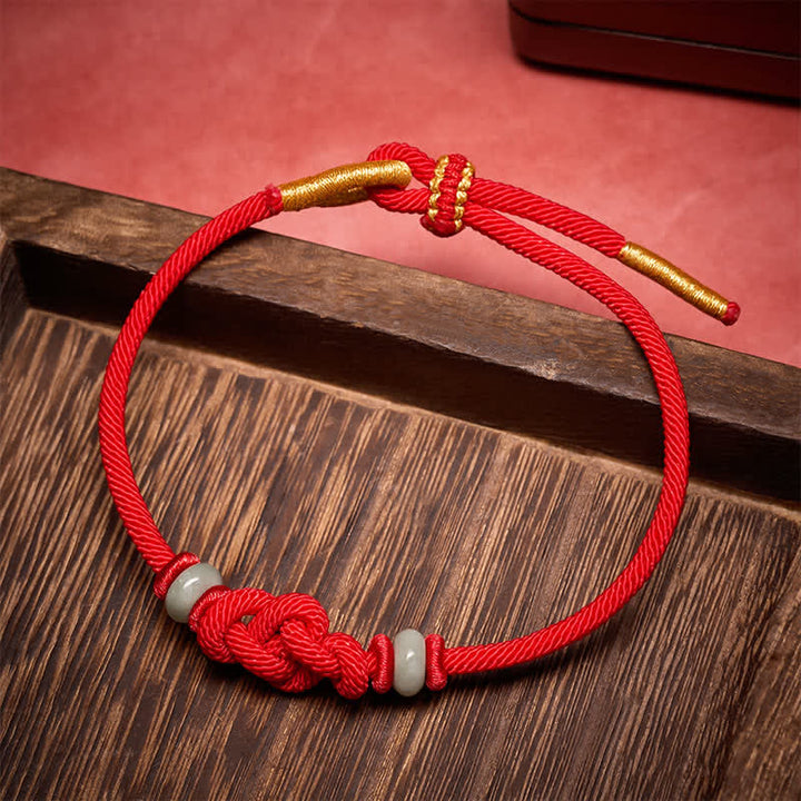 Buddha Stones Pulsera de protección con nudo Ruyi de hilo rojo - image 4