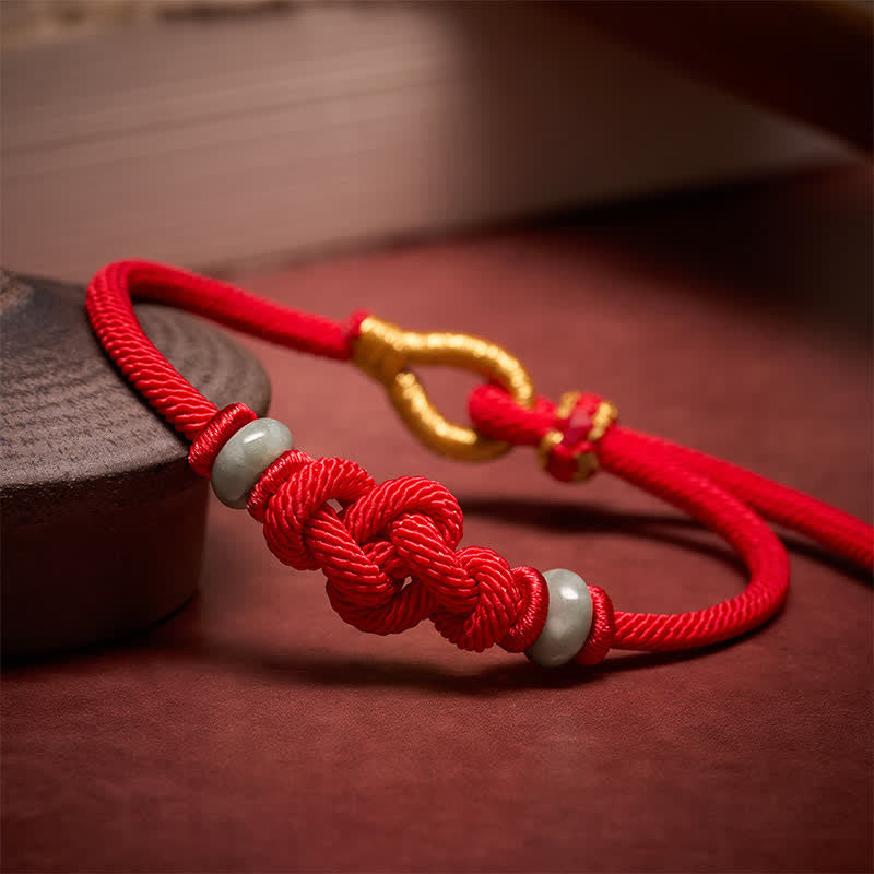 Buddha Stones Pulsera de protección con nudo Ruyi de hilo rojo - image 2