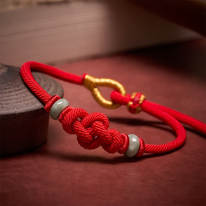 Buddha Stones Pulsera de protección con nudo Ruyi de hilo rojo - image 2