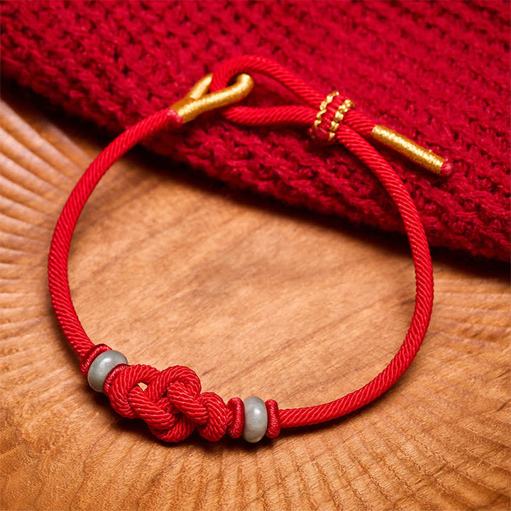 Buddha Stones Pulsera de protección con nudo Ruyi de hilo rojo - image 3