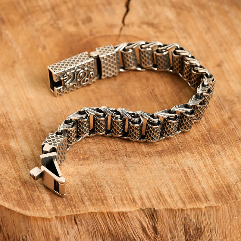 Buddha Stones Pulsera de la riqueza con eslabones de cadena de dragón de cobre - image 3