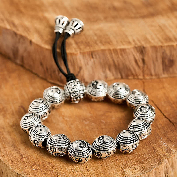 Buddha Stones Pulsera de cuentas redondas de cobre con diseño Bagua Yin Yang y armonía - image 8