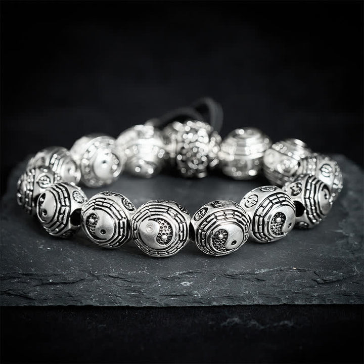 Buddha Stones Pulsera de cuentas redondas de cobre con diseño Bagua Yin Yang y armonía - image 1