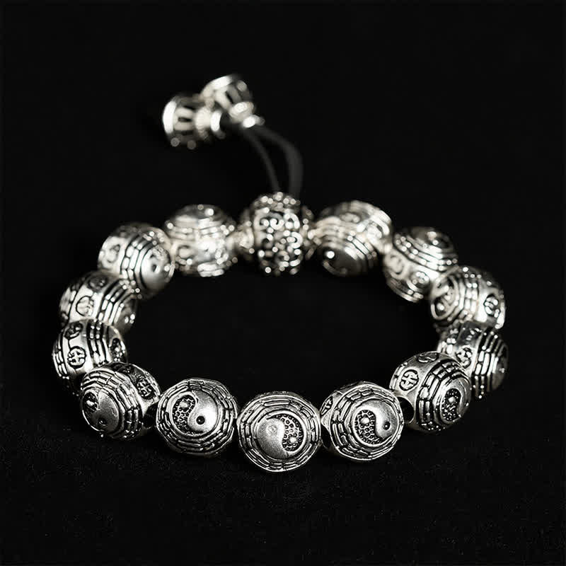 Buddha Stones Pulsera de cuentas redondas de cobre con diseño Bagua Yin Yang y armonía - Bagua (Equilibrio ♥ Armonía) - image 0
