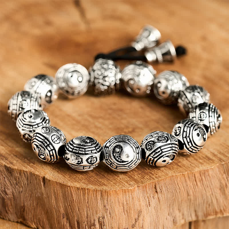 Buddha Stones Pulsera de cuentas redondas de cobre con diseño Bagua Yin Yang y armonía - image 2