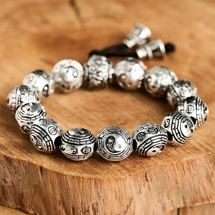 Buddha Stones Pulsera de cuentas redondas de cobre con diseño Bagua Yin Yang y armonía - image 2