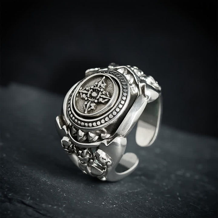 Buddha Stones Anillo de fuerza abierta Vajra de cobre - image 2