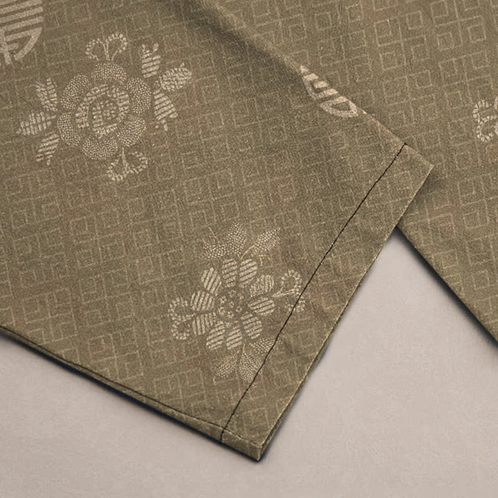Buddha Stones Pantalones de hombre de algodón con estampado geométrico tribal y corte ajustado, con bolsillos. - image 2