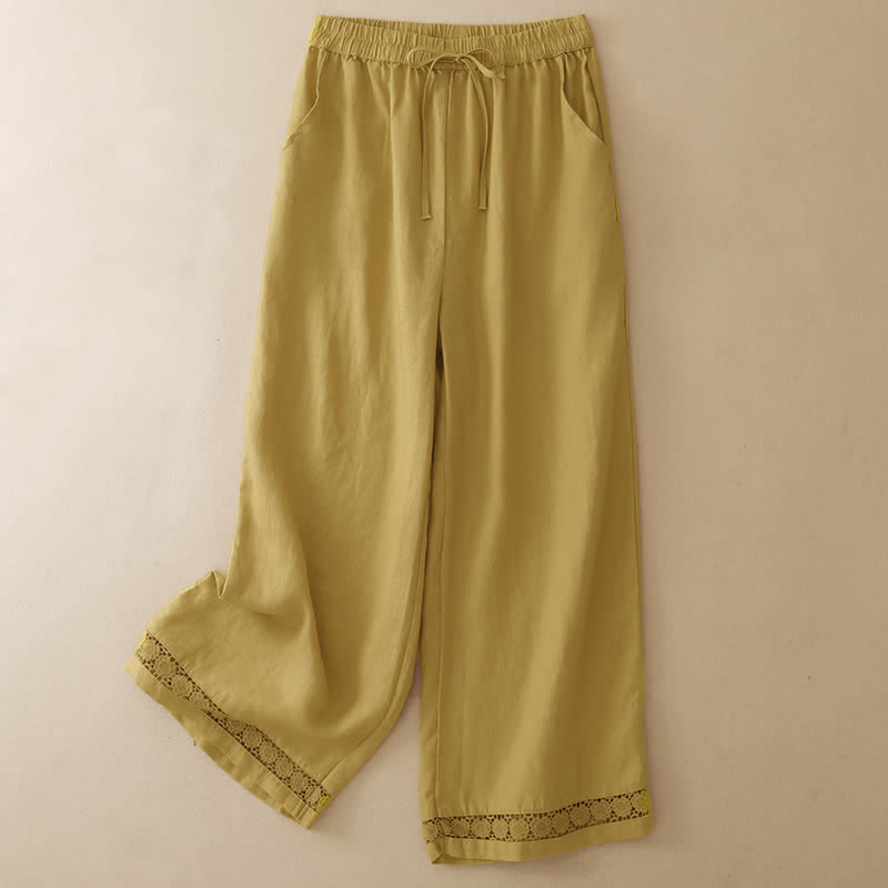 Buddha Stones Pantalones cortos de mujer de pierna recta con cordón ajustable y estampado floral liso, estilo casual de verano y estilo minimalista. - Caqui - US8-10, UK/AU12-14, EU40-42 (2XL) - image 0