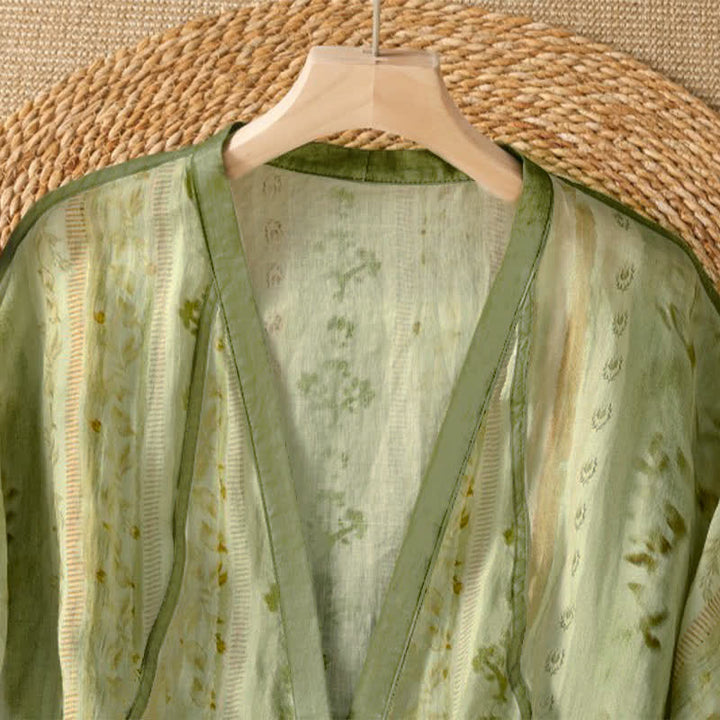 Buddha Stones Camisa de manga larga para mujer, estilo casual de verano, con botones y estampado floral. - image 8