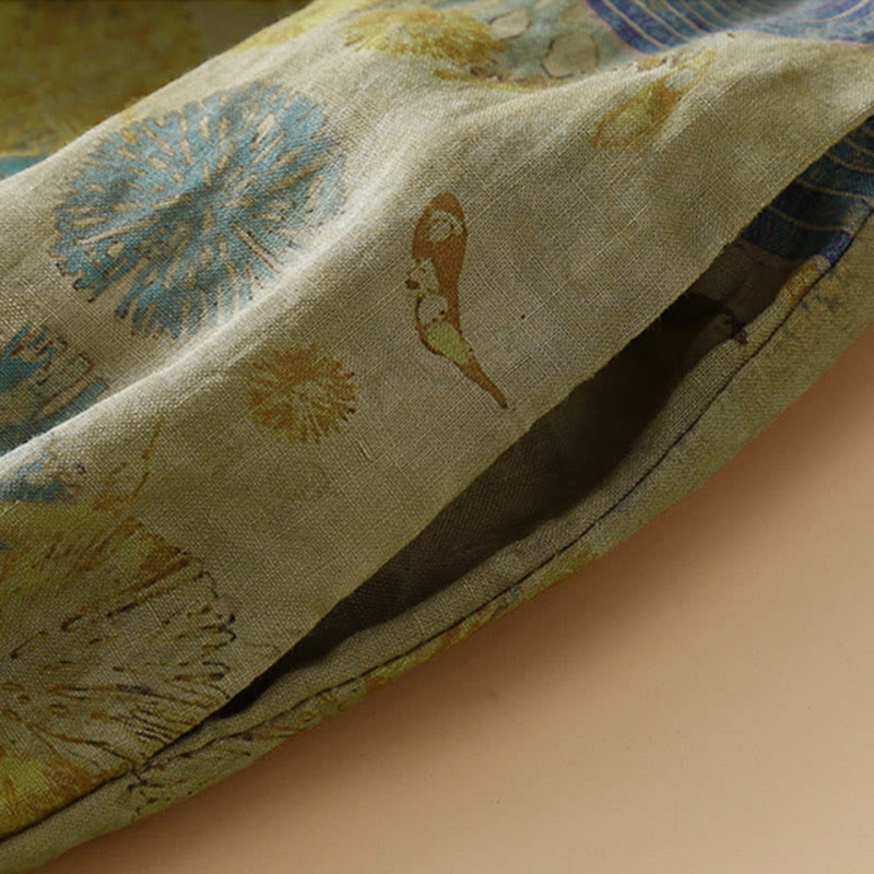 Pantalones harem para mujer con diseño retro informal de Buddha Stones y botones de rana chinos, con bolsillos. - image 6