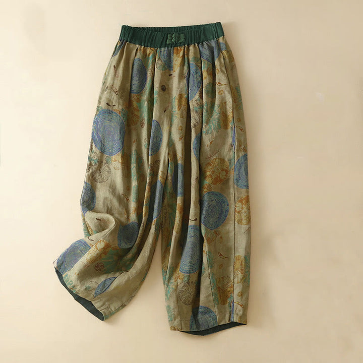 Pantalones harem para mujer con diseño retro informal de Buddha Stones y botones de rana chinos, con bolsillos. - Caqui oscuro - US8-10，UK/AU12-14，EU40-42 (2XL) - image 8