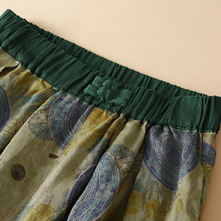 Pantalones harem para mujer con diseño retro informal de Buddha Stones y botones de rana chinos, con bolsillos. - image 11