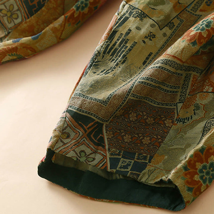 Pantalones harem para mujer con diseño retro informal de Buddha Stones y botones de rana chinos, con bolsillos. - image 17