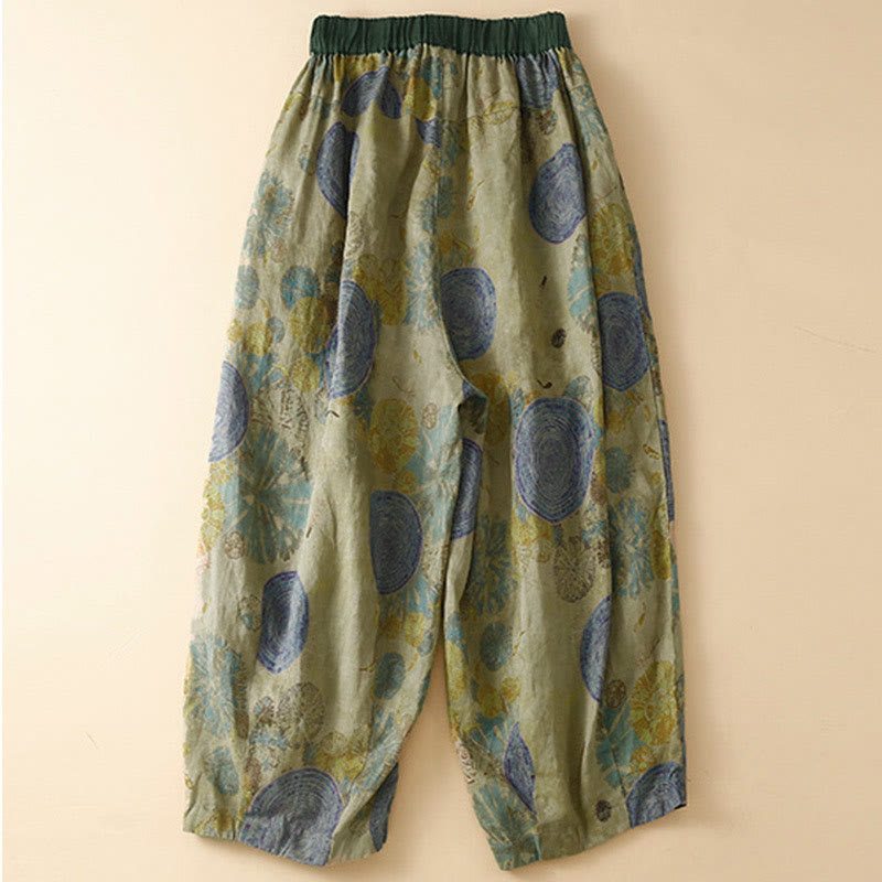 Pantalones harem para mujer con diseño retro informal de Buddha Stones y botones de rana chinos, con bolsillos. - image 9