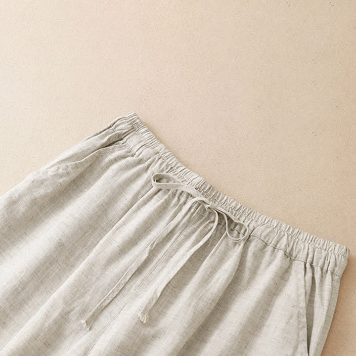 Buddha Stones Pantalones capri informales de verano con bordado floral para mujer, de pierna ancha y con bolsillo. - image 4