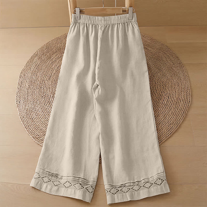 Buddha Stones Pantalones de mujer informales de verano, minimalistas, geométricos, con bajo calado y tobillo ancho. - image 32