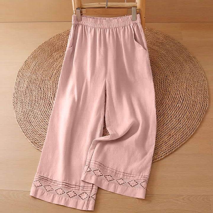 Buddha Stones Pantalones de mujer informales de verano, minimalistas, geométricos, con bajo calado y tobillo ancho. - Pantalones rosa claro - US8-10, UK/AU12-14, EU40-42 (2XL) - image 16
