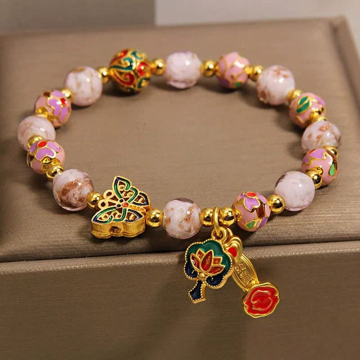 Buddha Stones Pulsera con dije transformable Pink Liuli Butterfly Lotus Ruyi - image 3