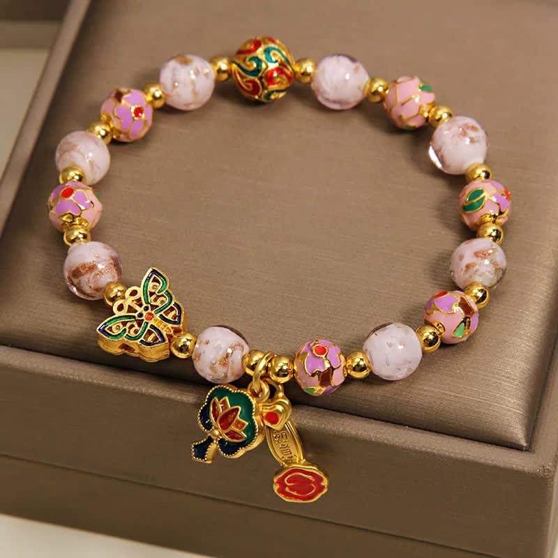 Buddha Stones Pulsera con dije transformable Pink Liuli Butterfly Lotus Ruyi - image 4