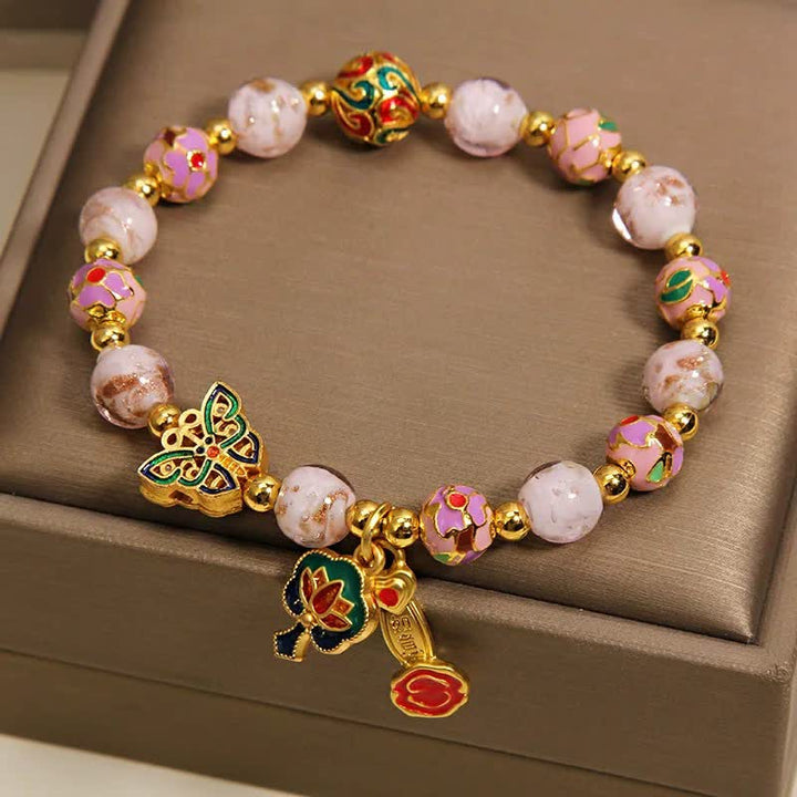 Buddha Stones Pulsera con dije transformable Pink Liuli Butterfly Lotus Ruyi - image 4